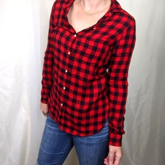 Old Navy Buffalo Check Plaid Button Down Shirt Top - Picture 1 of 8